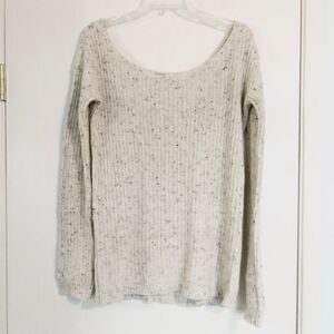 Aqua Brand White Speckled Scoop Neck Knit Sweater